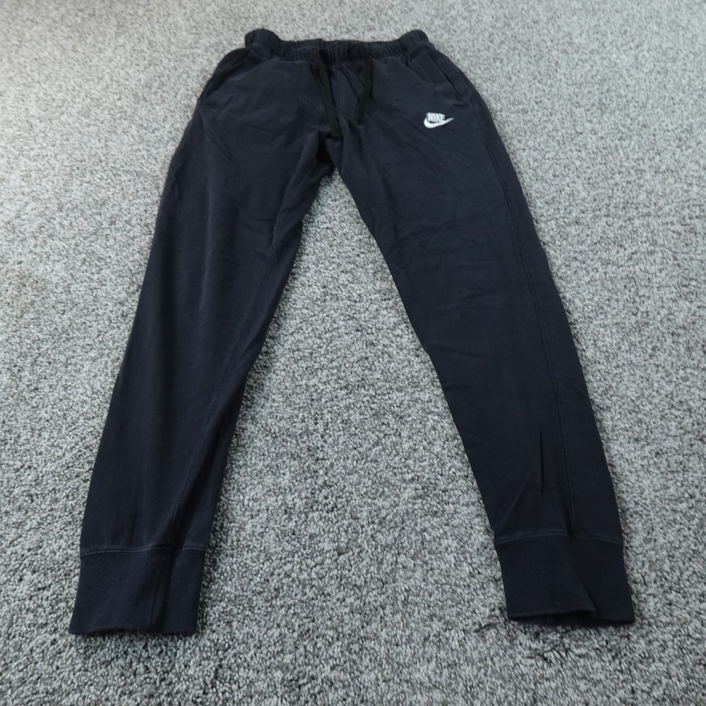Nike Sweatpants Mens S Black Fleece Jogger Pants Drawstring Swoosh Workout Gym